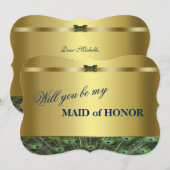 Bent u mijn dienstmeisje? Custom Gold Peacock Kaart (Voorkant / Achterkant)