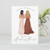 Bent u mijn dienstmeisje? Meisjes in Gowns Invit Kaart (Staand voorkant)