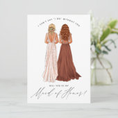 Bent u mijn dienstmeisje? Meisjes in Gowns Invit Kaart (Staand voorkant)