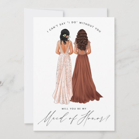 Bent u mijn dienstmeisje? Meisjes in Gowns Invit Kaart (Voorkant)