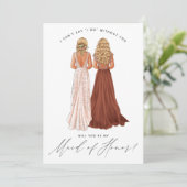 Bent u mijn dienstmeisje? Meisjes in Gowns Invit Kaart (Staand voorkant)