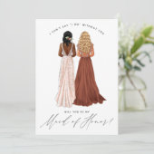 Bent u mijn dienstmeisje? Meisjes in Gowns Invit Kaart (Staand voorkant)