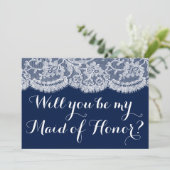 Bent u mijn dienstmeisje? Navy Blue en Lace Kaart (Staand voorkant)