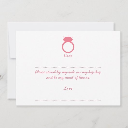 Bent u mijn dienstmeisje? Roze Ring Kaart (Achterkant)