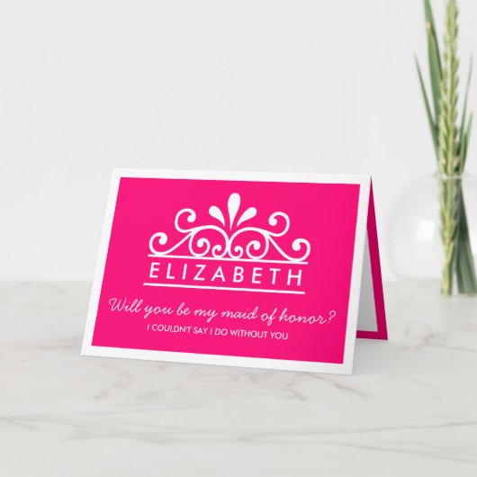 Bent u mijn dienstmeisje? Roze Tiara Kaart (Voorkant)