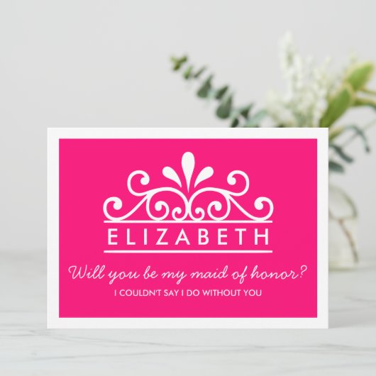 Bent u mijn dienstmeisje? Roze Tiara Kaart (Staand voorkant)