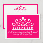 Bent u mijn dienstmeisje? Roze Tiara Kaart (Voorkant / Achterkant)