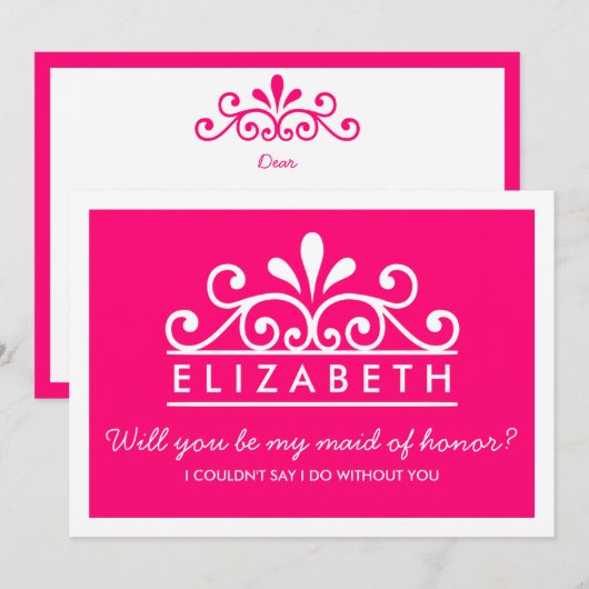 Bent u mijn dienstmeisje? Roze Tiara Kaart (Voorkant / Achterkant)