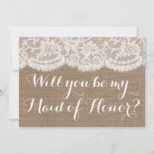 Bent u mijn dienstmeisje? Rustic Burlap & Lace Kaart (Voorkant)