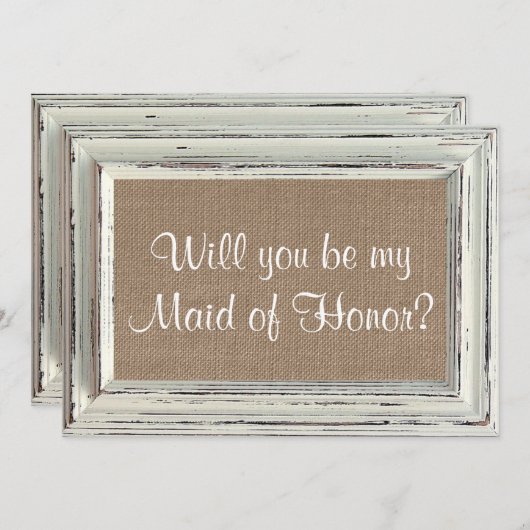 Bent u mijn dienstmeisje? Rustisch wit Lijst Kaart (Voorkant / Achterkant)