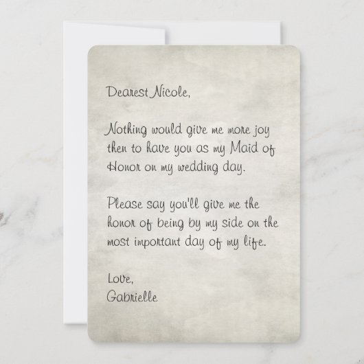 Bent u mijn dienstmeisje van een eervolle persoonl kaart (Achterkant)