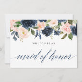 Bent u mijn dienstmeisje van eer blush roze marine kaart (Voorkant)