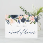 Bent u mijn dienstmeisje van eer blush roze marine kaart (Staand voorkant)