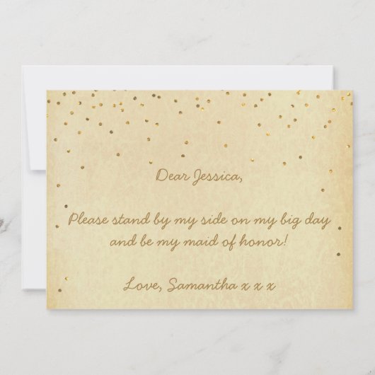 Bent u mijn dienstmeisje van eervolle  goudConfett Kaart (Achterkant)