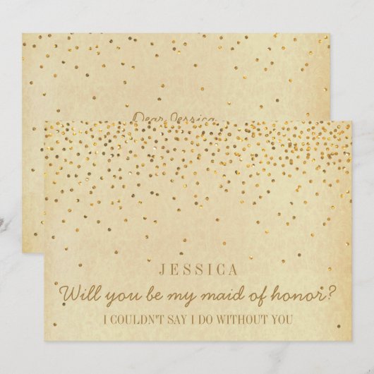 Bent u mijn dienstmeisje van eervolle  goudConfett Kaart (Voorkant / Achterkant)