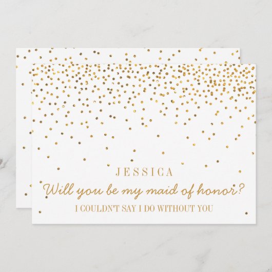 Bent u mijn dienstmeisje van eervolle  goudConfett Kaart (Voorkant / Achterkant)