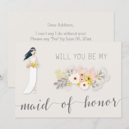 Bent u mijn dienstmeisje van Kaart Girl Black Hair (Voorkant / Achterkant)