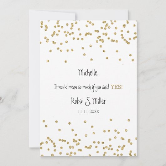 Bent u mijn eerwemiddel? Gold Confetti Kaart (Achterkant)