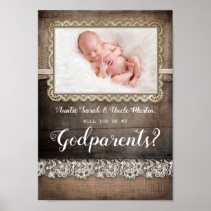 Bent u mijn Godouders - Rustic Photo Gift? Poster