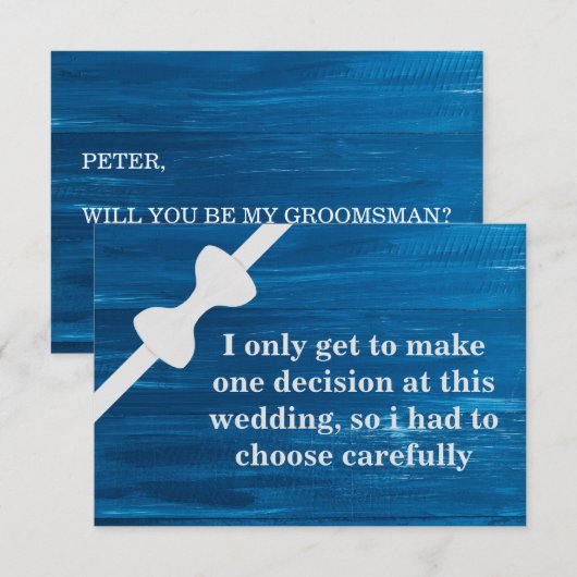 Bent u mijn Groomsman? Achtergrond van hout Kaart (Voorkant / Achterkant)