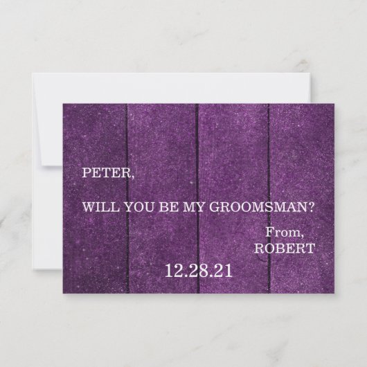 Bent u mijn Groomsman? Achtergrond van hout Kaart (Achterkant)