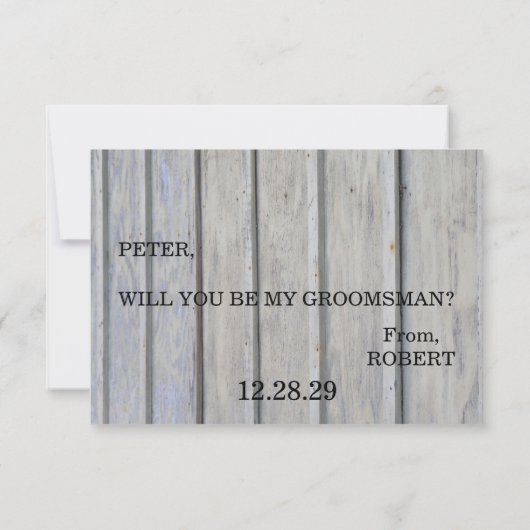 Bent u mijn Groomsman? Achtergrond van hout Kaart (Achterkant)
