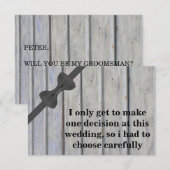 Bent u mijn Groomsman? Achtergrond van hout Kaart (Voorkant / Achterkant)