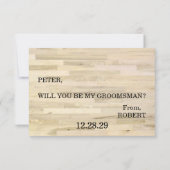 Bent u mijn Groomsman? Achtergrond van hout Kaart (Achterkant)