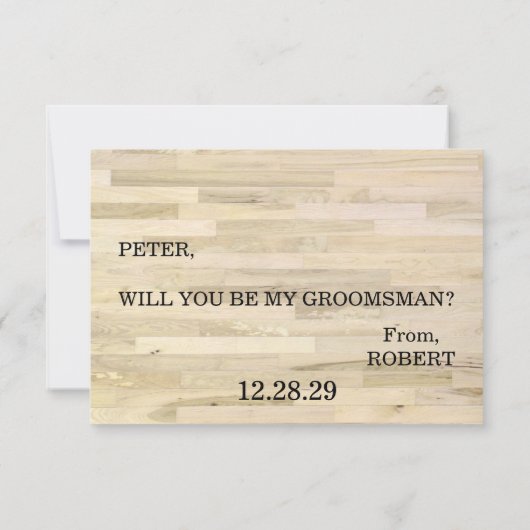 Bent u mijn Groomsman? Achtergrond van hout Kaart (Achterkant)