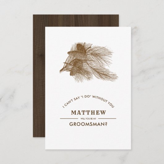 Bent u mijn Groomsman? Barn Wood Rustic Kaart (Voorkant / Achterkant)