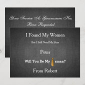 Bent u mijn Groomsman Black Chalk Board Stropdas? Kaart (Voorkant / Achterkant)