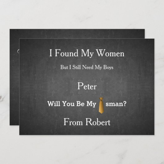 Bent u mijn Groomsman Black Chalk Board Stropdas? Kaart (Voorkant / Achterkant)