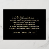 Bent u mijn Groomsman? Black Gold Wedding Folie Uitnodiging (Achterkant)