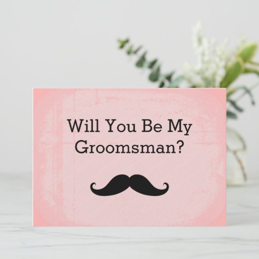 Bent u mijn Groomsman Black Mustache uitnodiging? Kaart (Staand voorkant)
