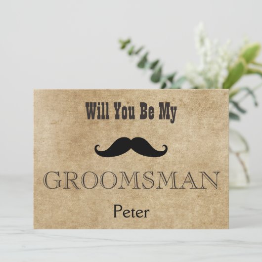 Bent u mijn Groomsman Black Mustache uitnodiging? Kaart (Staand voorkant)