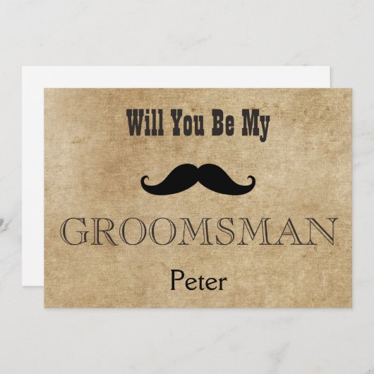 Bent u mijn Groomsman Black Mustache uitnodiging? Kaart (Voorkant / Achterkant)