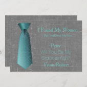 Bent u mijn Groomsman Blauwgroen en wit Stropdas? Kaart (Voorkant / Achterkant)
