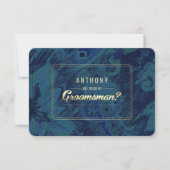 Bent u mijn Groomsman? Blue Green Abstract Kaart (Voorkant)