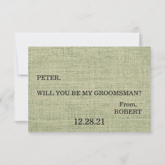 Bent u mijn Groomsman? Burlap-achtergrond Kaart (Achterkant)
