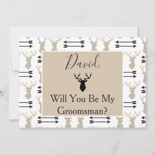 Bent u mijn Groomsman Deer Antlers en Arrow? Kaart (Voorkant)