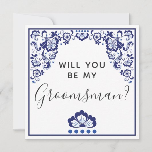 Bent u mijn Groomsman? Delfts Blauw Delft Blue Kaart (Voorkant)