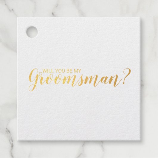 Bent u mijn Groomsman? Elegant Gold Foil Bedankjes Labels (Voorkant)