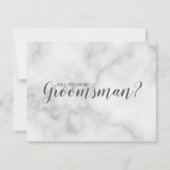 Bent u mijn Groomsman? Elegant Marble Script Kaart (Voorkant)