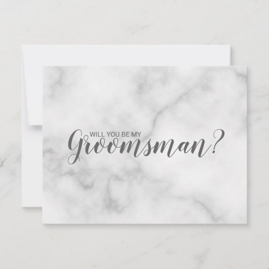Bent u mijn Groomsman? Elegant Marble Script Kaart (Voorkant)