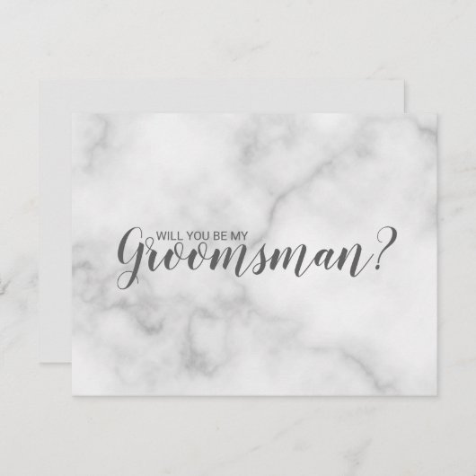 Bent u mijn Groomsman? Elegant Marble Script Kaart (Voorkant / Achterkant)