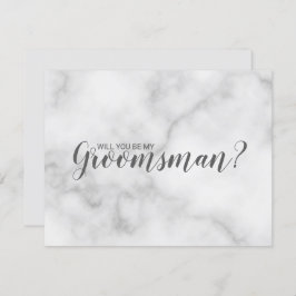 Bent u mijn Groomsman? Elegant Marble Script Kaart