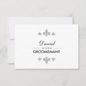 Bent u mijn Groomsman? Fleur-de-lis Grey White Kaart (Voorkant)