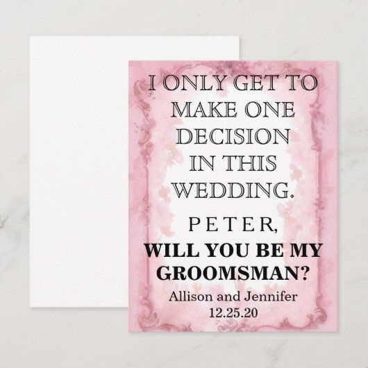 Bent u mijn Groomsman? Gepersonaliseerd Kaart (Voorkant / Achterkant)