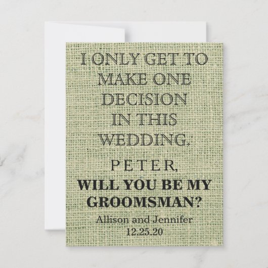 Bent u mijn Groomsman? Gepersonaliseerd Kaart (Voorkant)