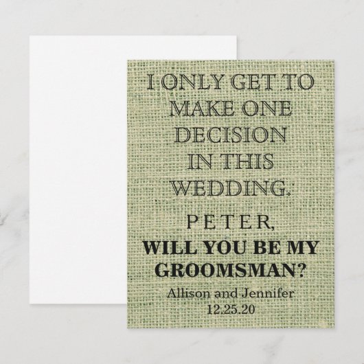 Bent u mijn Groomsman? Gepersonaliseerd Kaart (Voorkant / Achterkant)